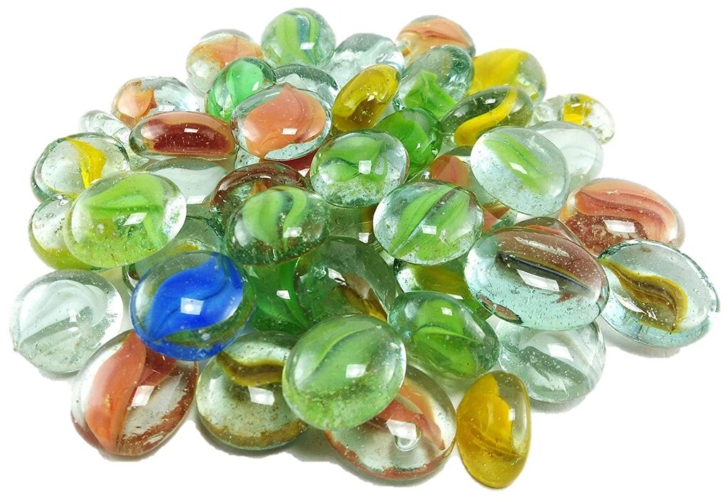 Multi-Coloured Round Glass Flower Pebbles/gravels/Stone/Bead For Aquarium, Table, Vase, Fountain, Approx 50 Pieces